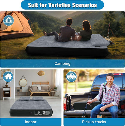 Umbrauto truck bed air mattress 5.5–6.5 ft square, gray top black base, wireless pump on Tampa Home & Garden Store