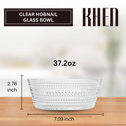 Clear Hobnail Glass Bowl and 10 Inch Vintage