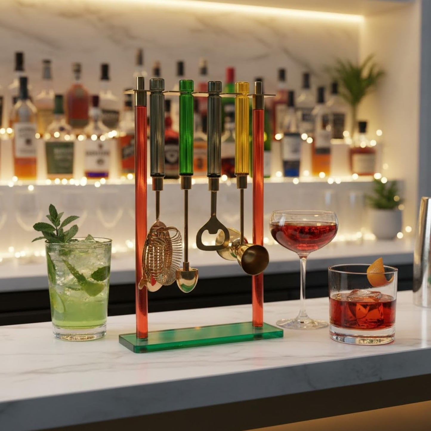 Gold Bar Tool Kit With a Clear Stand and Handles