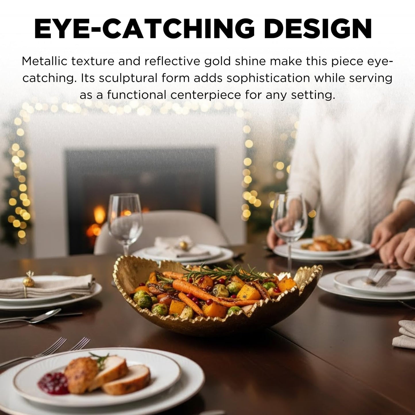 Gold Platter Bowl And Modern Table Centerpiece