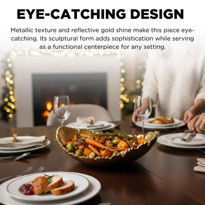 Gold Platter Bowl And Modern Table Centerpiece