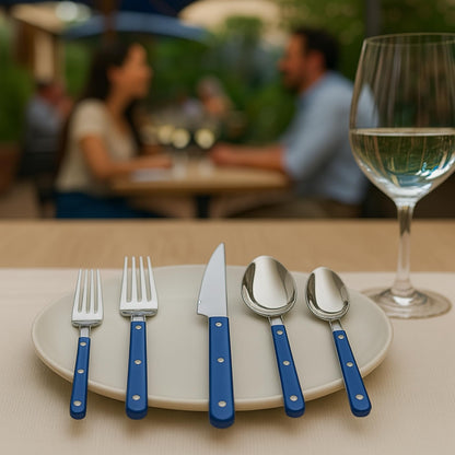 Khen Blue Stainless Steel Flatware Set of 20