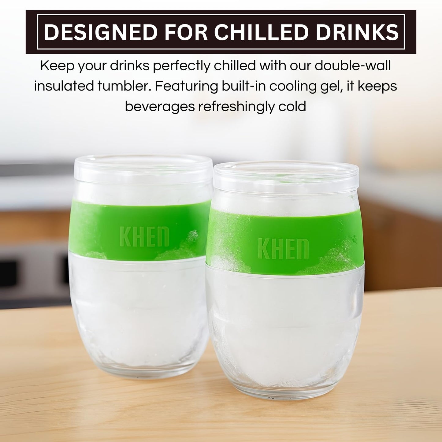 Stemless Acrylic Wine Glasses Set Of Two Green