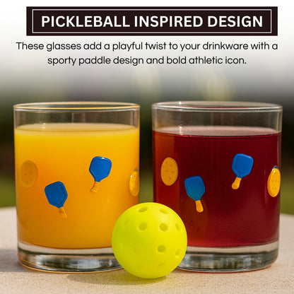 Stylish Set of 2 Khen Pickleball Juice Glasses