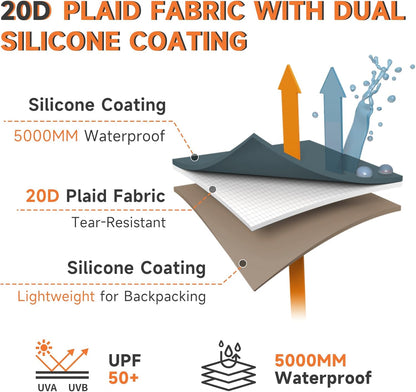Umbrauto 4P ultralight dome tent fabric: 20D with silicone coating 5000mm waterproof on Tampa Home & Garden Store