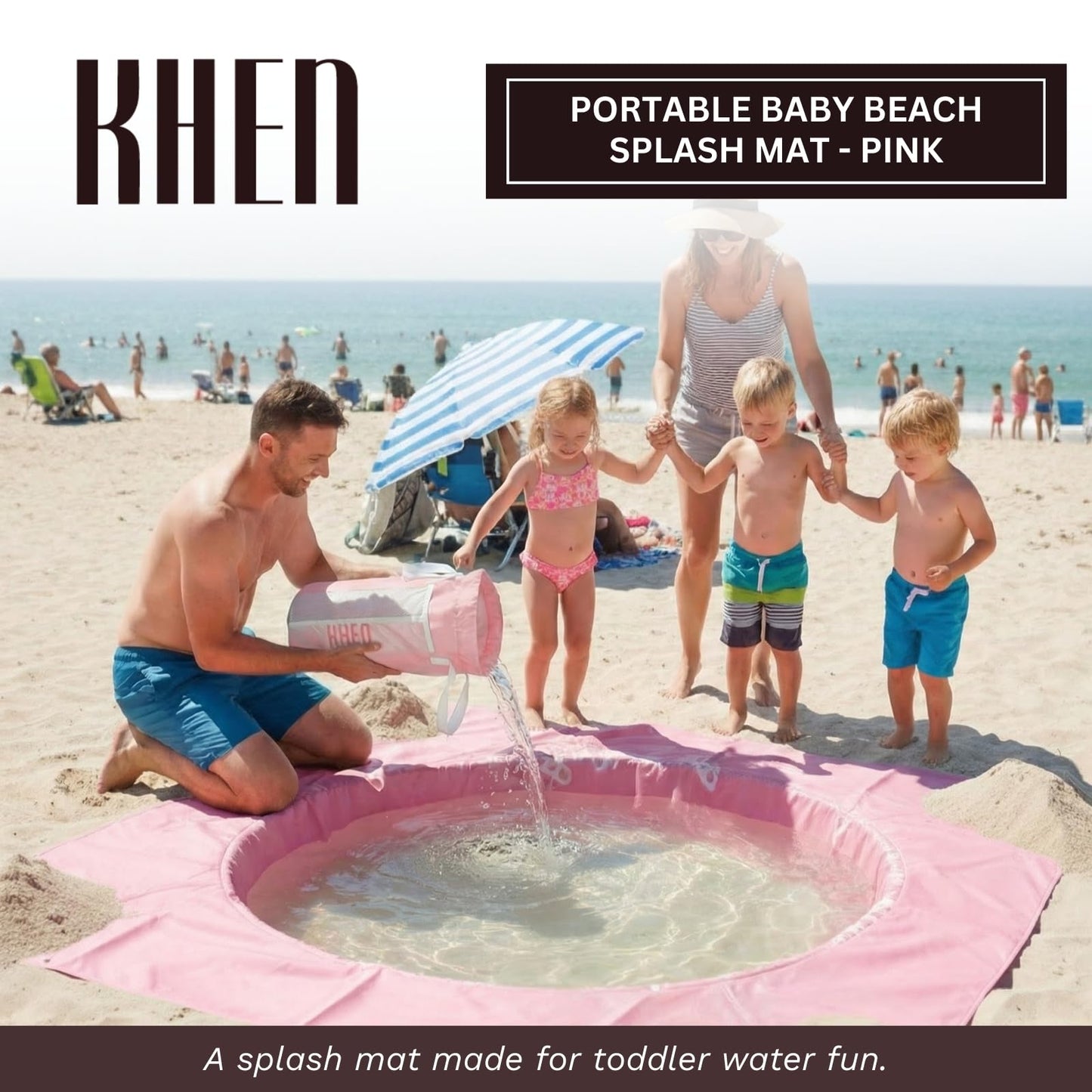 Pink Baby Beach Splash Mat And Sand Barrier