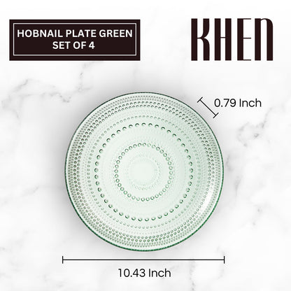 Green Hobnail Glass Plates and Charger Sets