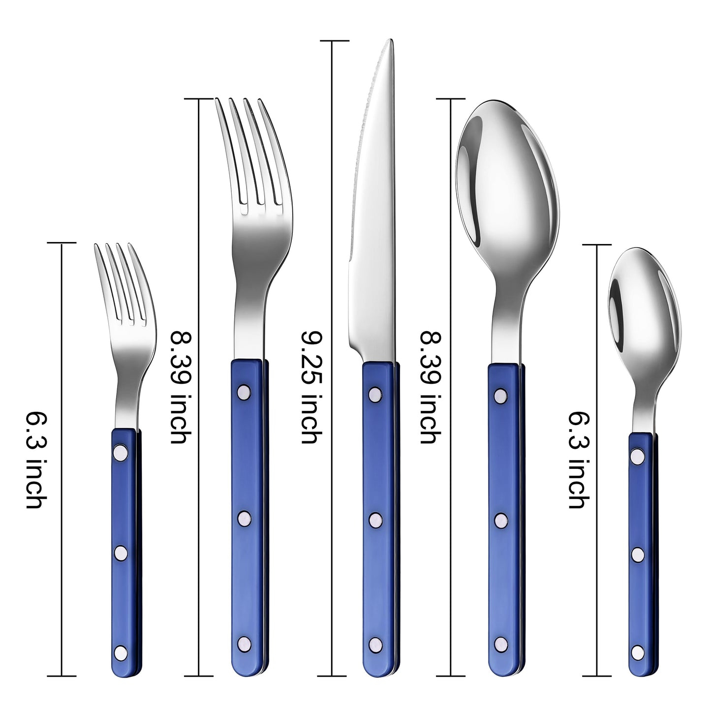 Khen Blue Stainless Steel Flatware Set of 20
