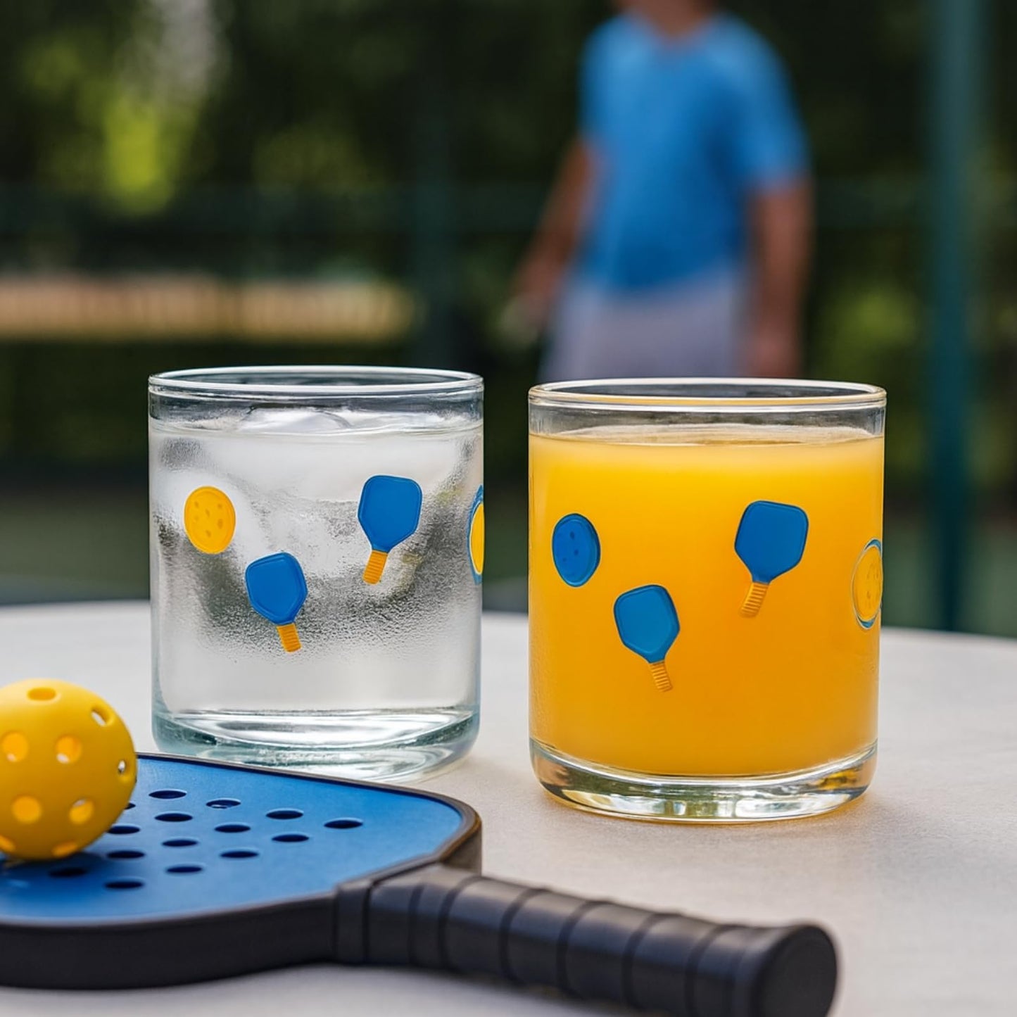Stylish Set of 2 Khen Pickleball Juice Glasses