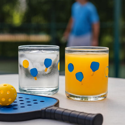 Stylish Set of 2 Khen Pickleball Juice Glasses