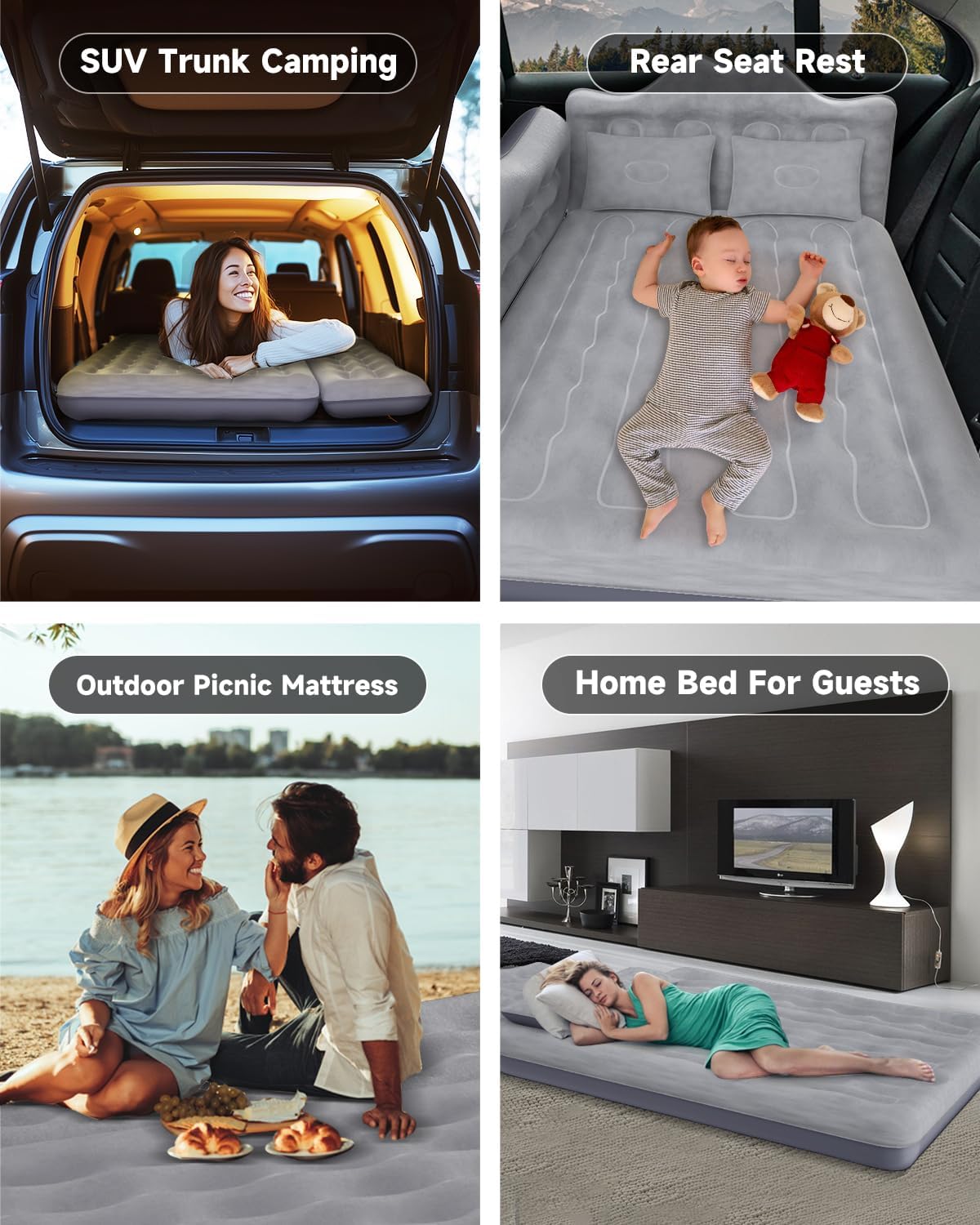 Umbrauto back seat air mattress for SUV/truck/van, gray with pump and pillows on Tampa Home & Garden Store