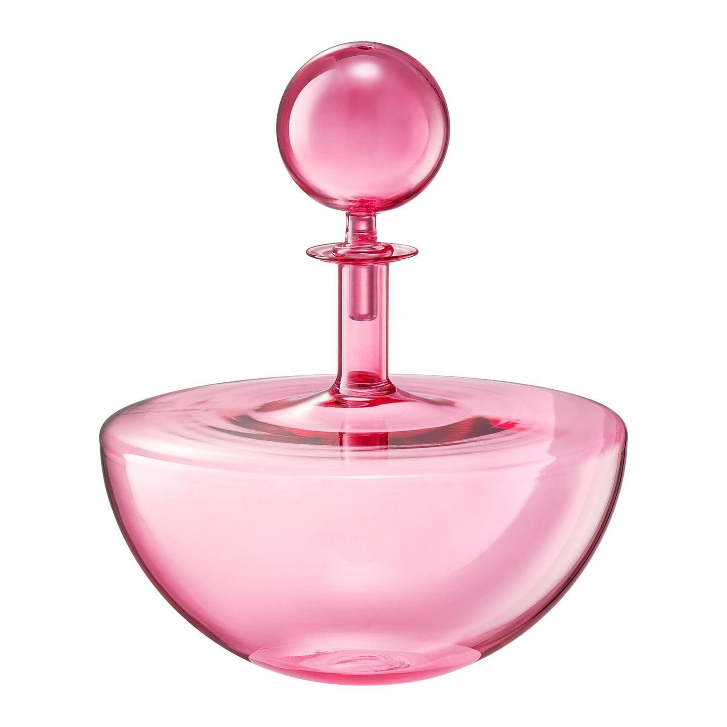 Blush Pink Low Arc Handblown Glass Decanter