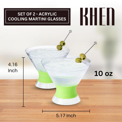 Set Of Two 10 Oz Cooled Acrylic Martini Glasses