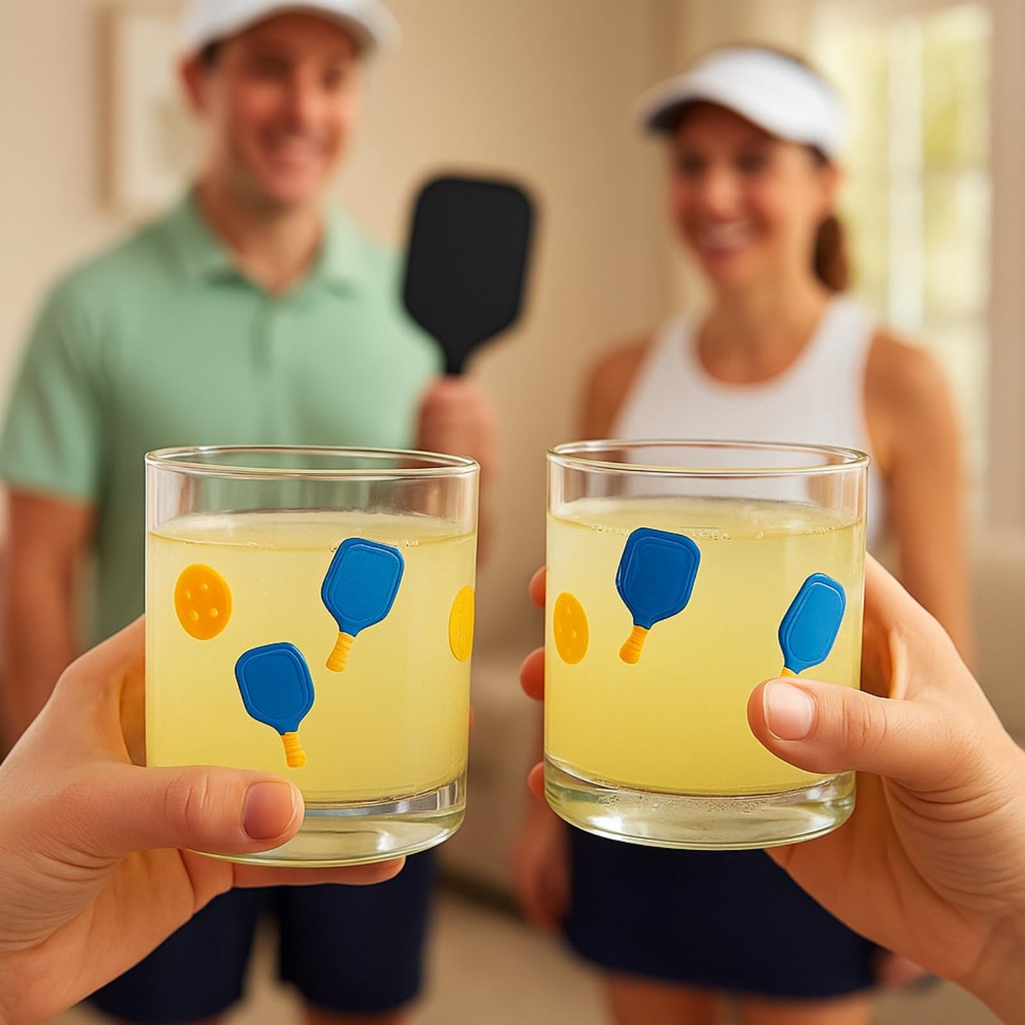 Stylish Set of 2 Khen Pickleball Juice Glasses