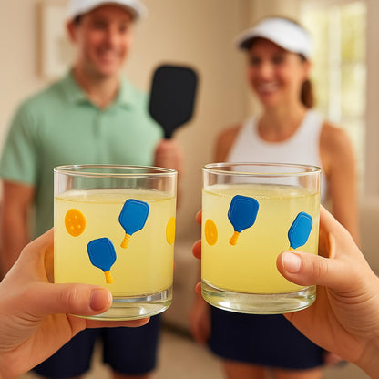 Stylish Set of 2 Khen Pickleball Juice Glasses