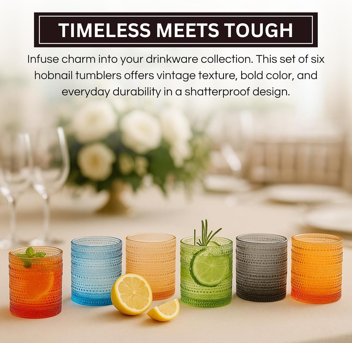 Set of Retro Hobnail and Acrylic Lowball Glasses