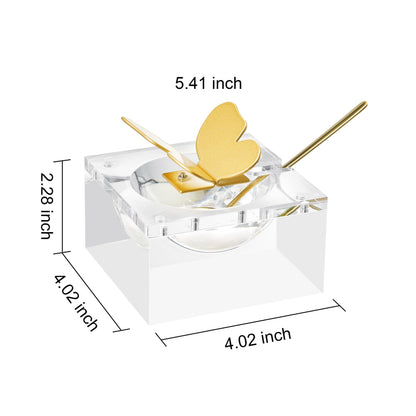Clear Acrylic Butterfly Dish and Gold Spoon