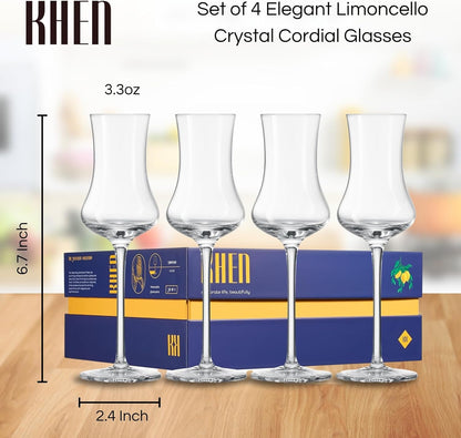 Elegant Limoncello Tulip Crystal Glasses Set of 4