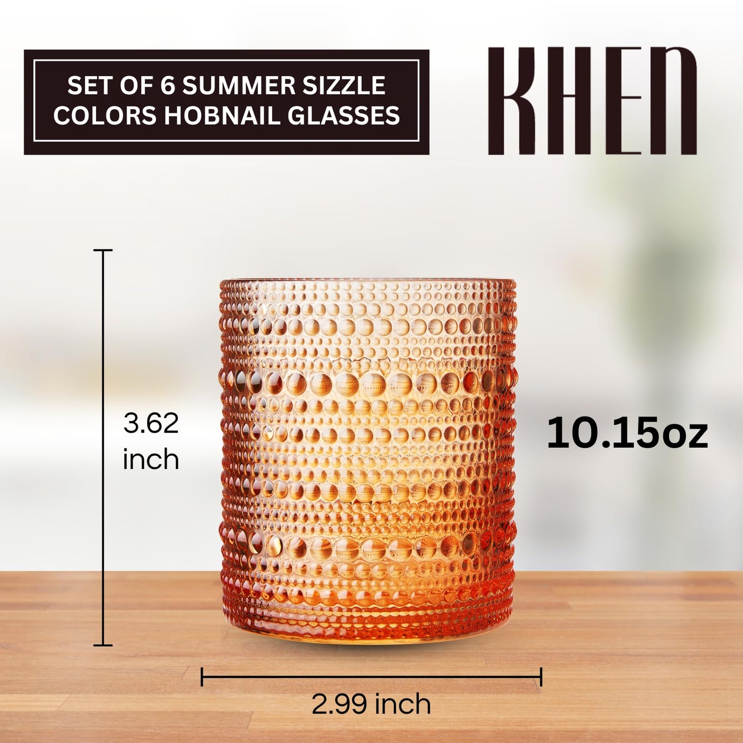Set of 6 Hobnail Glasses for Summer Colors