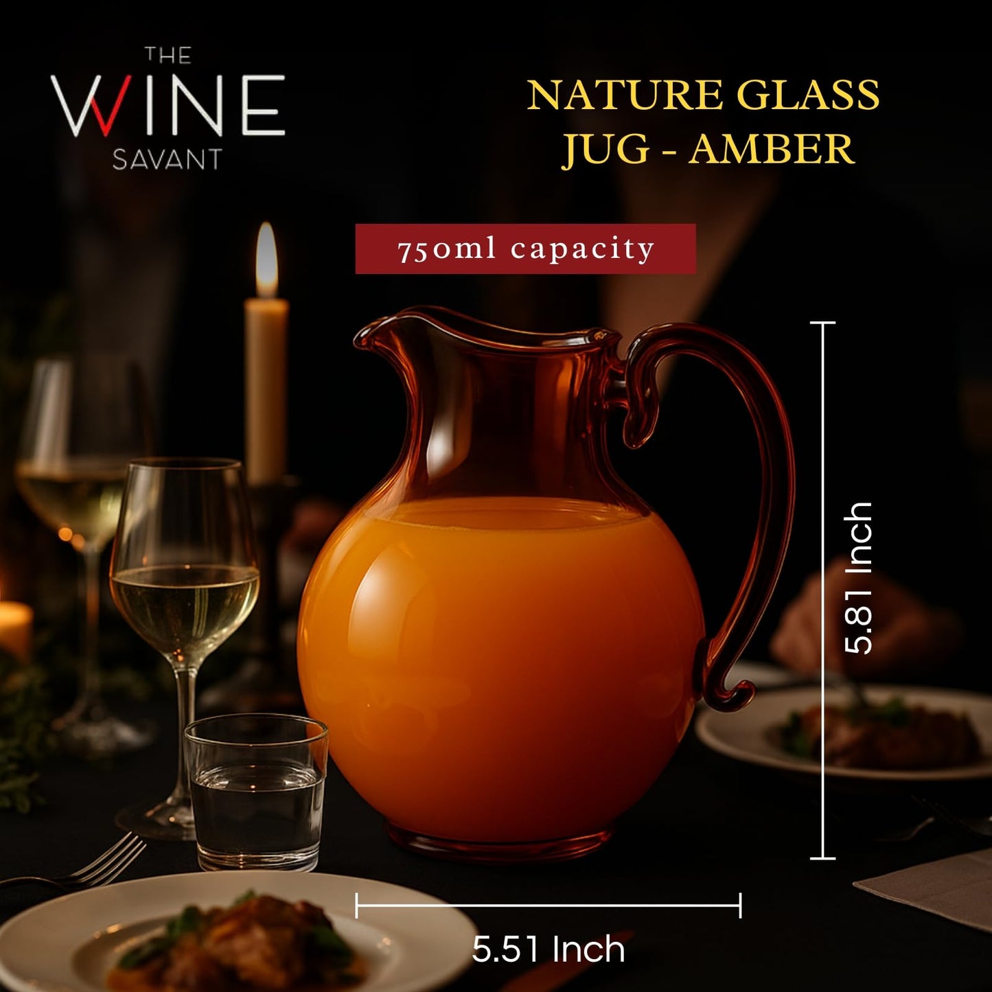 Handmade Murano Amber Glass Jug And Pitcher