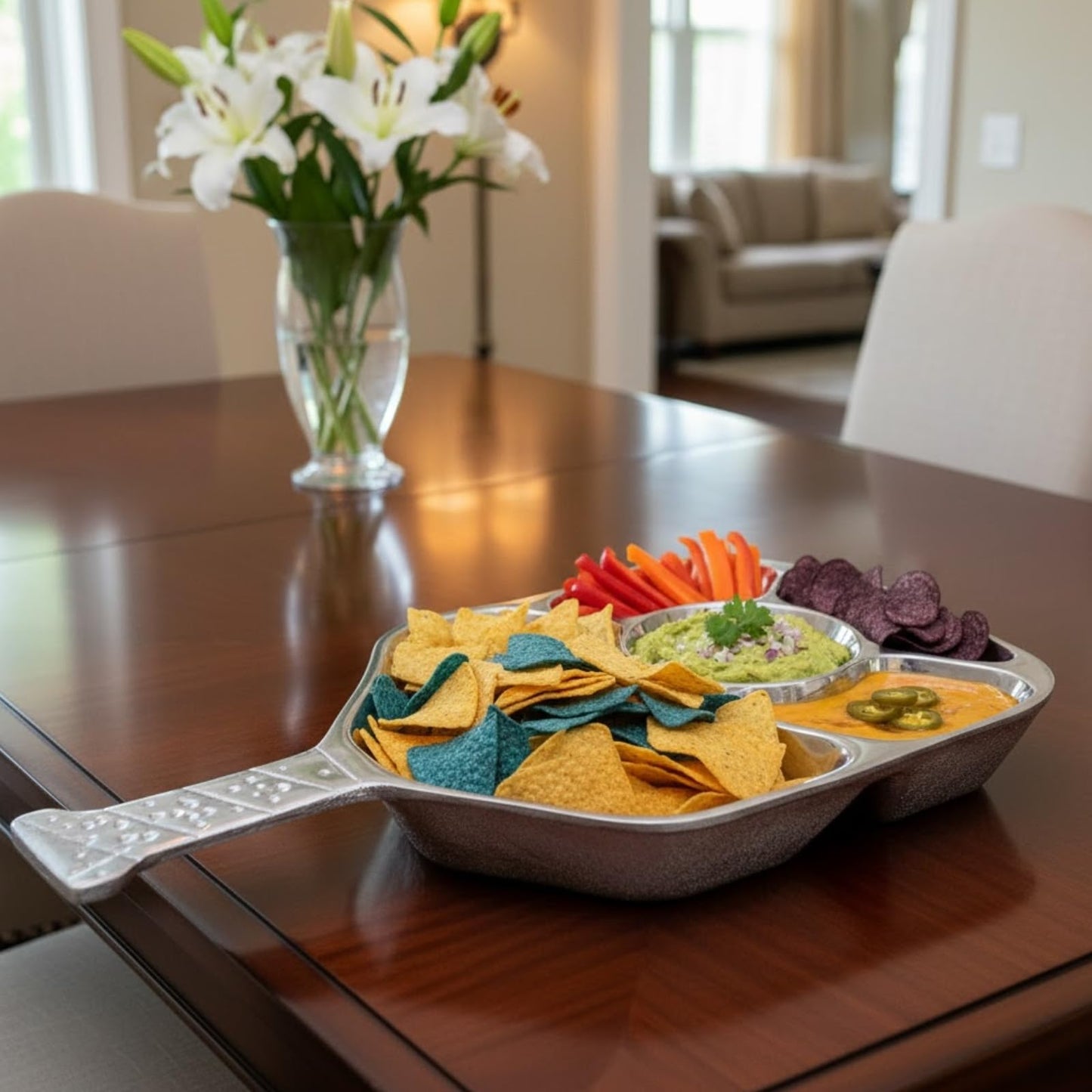 Decorative Silver Pickleball Serving and Tray