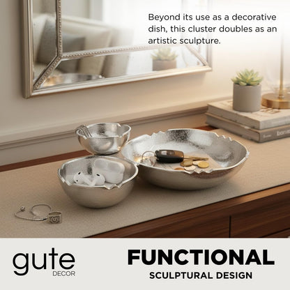 the Three Silver Bowl Cluster Snack Serving Tray