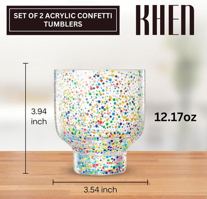 Colorful Confetti Stemless Tumbler Set and Cups