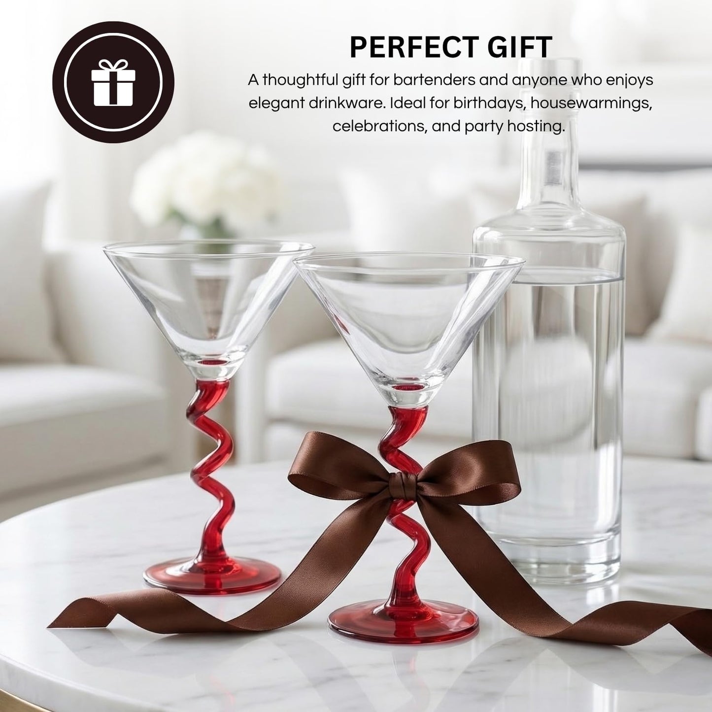 Spiral Stem Martini Glasses and Premium Barware