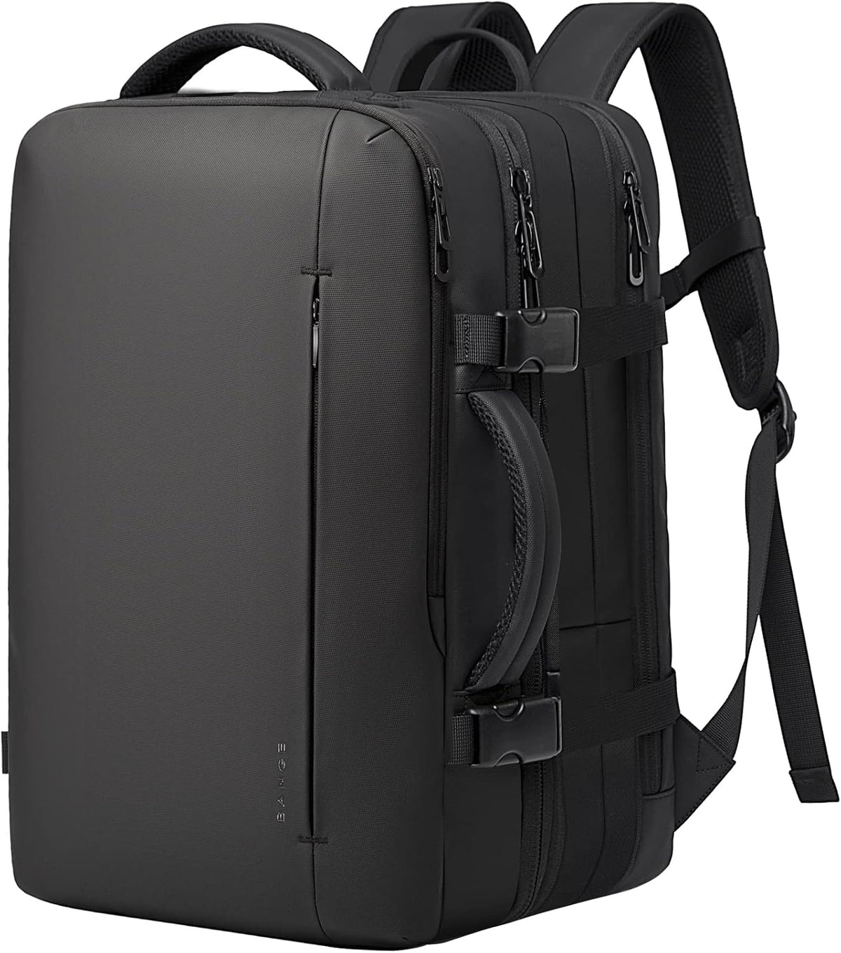Moktan Sabai expandable travel backpack 26–45L laptop bag, black with padded straps on Tampa Home & Garden Store