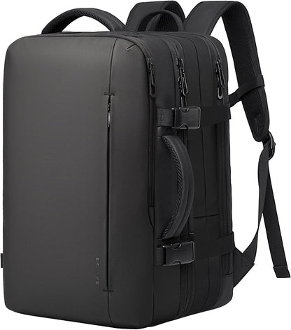 Moktan Sabai expandable travel backpack 26–45L laptop bag, black with padded straps on Tampa Home & Garden Store
