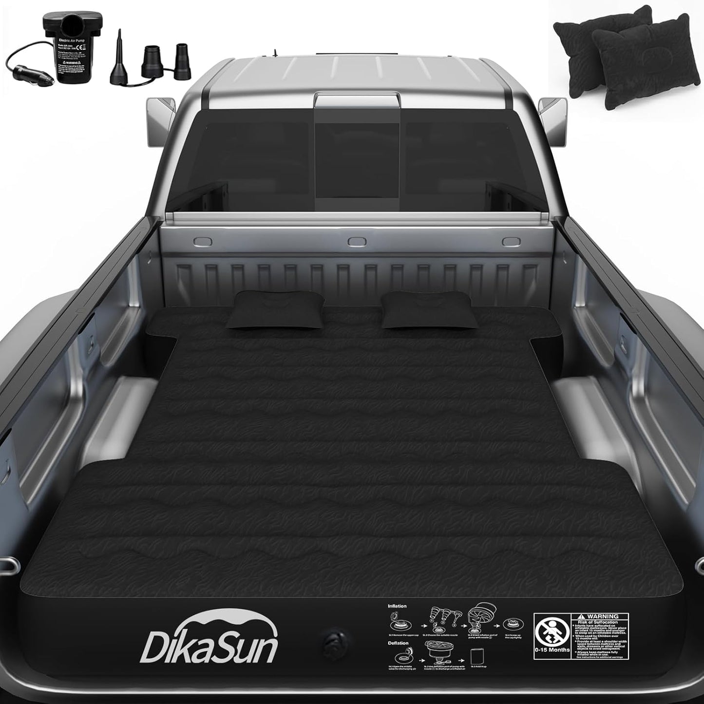 DikaSun Nissan truck bed air mattress for 5.5-5.8 ft and 6-6.5 ft with pump and pillows on Tampa Home & Garden Store
