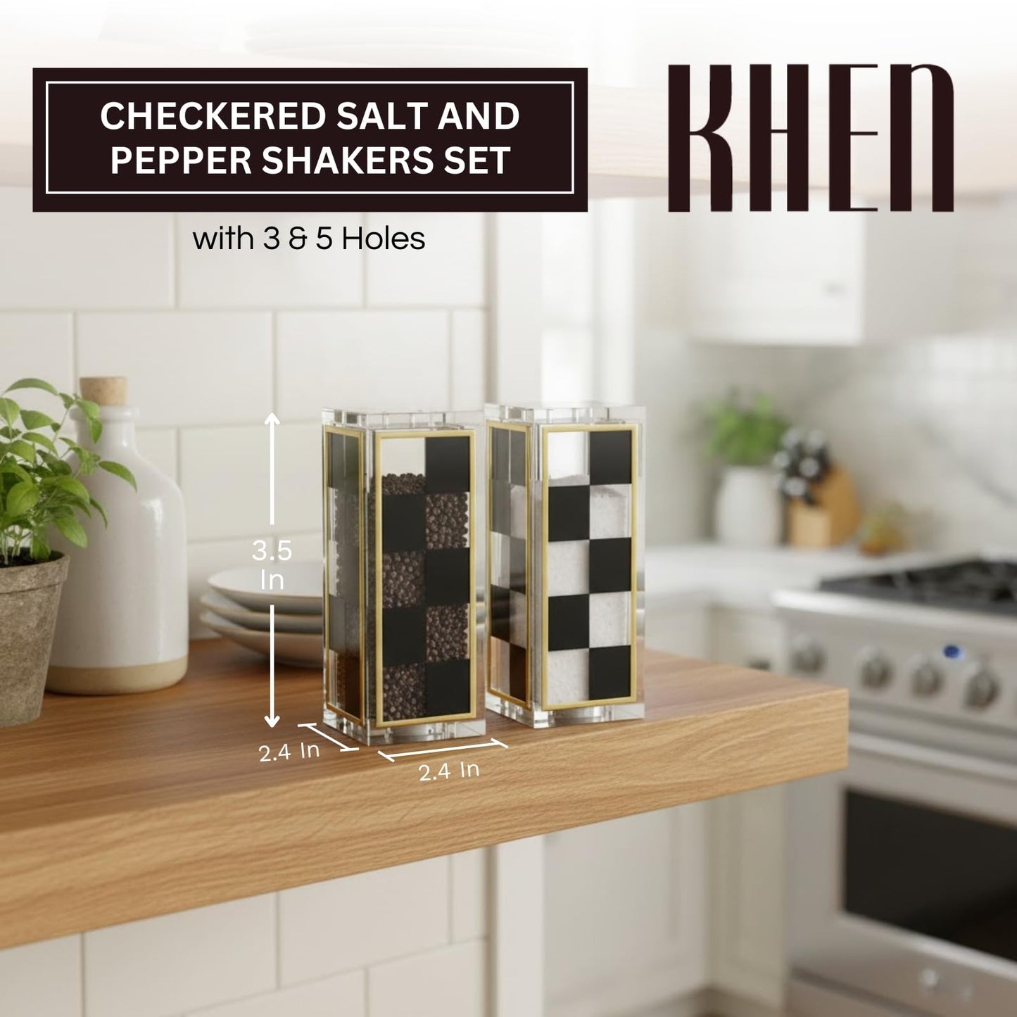 Black Checkered Salt and Pepper Shaker Set