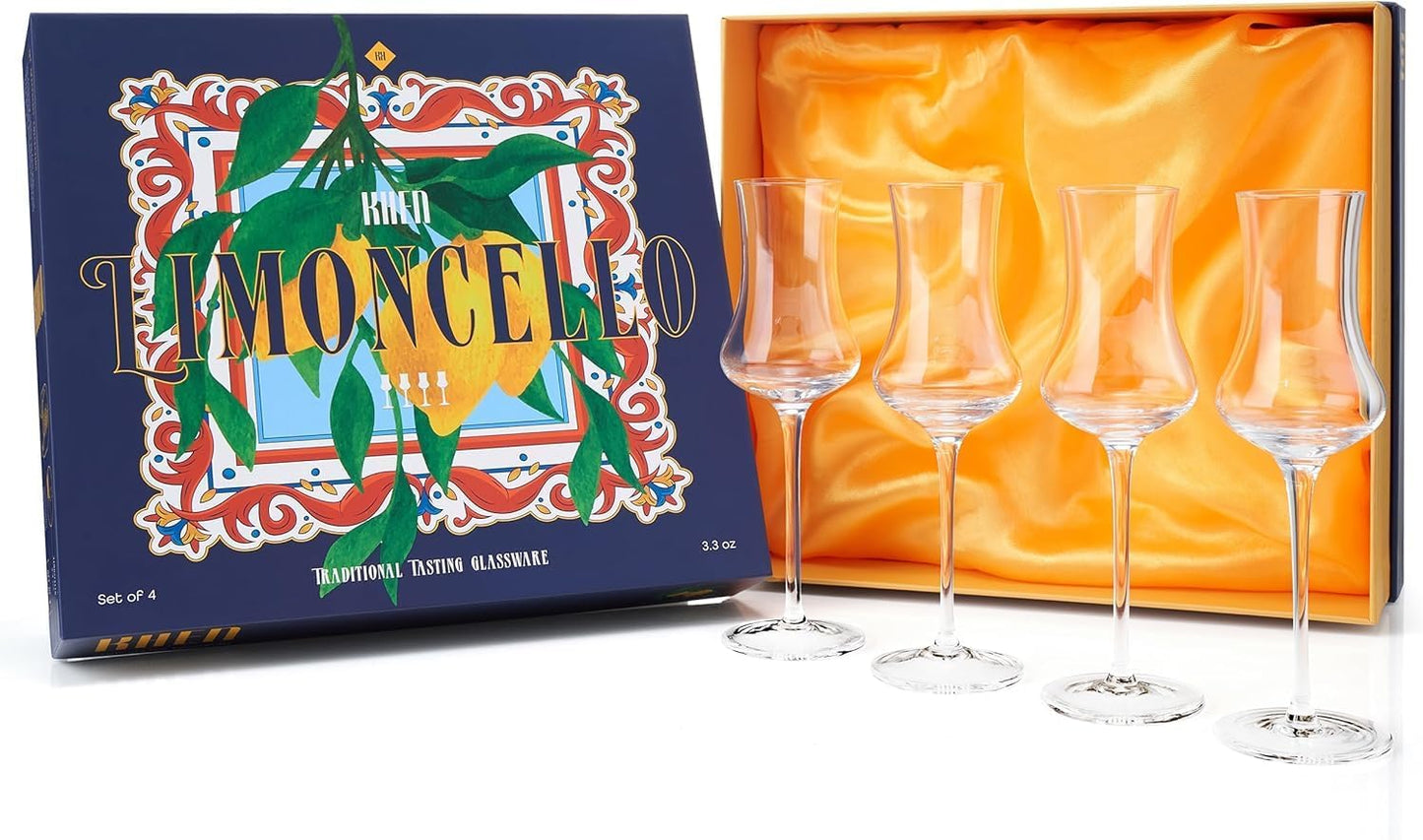 Elegant Limoncello Tulip Crystal Glasses Set of 4