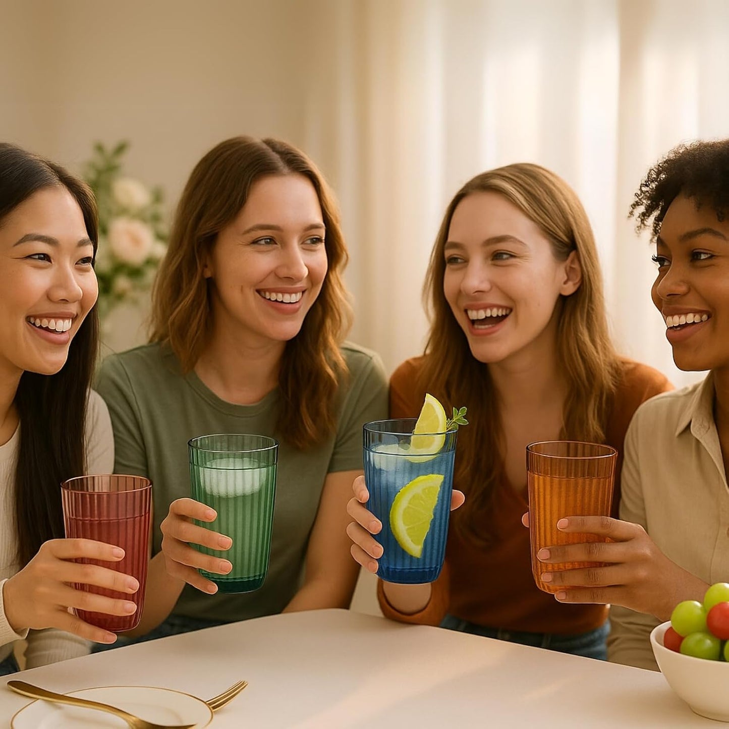 Durable And Shatterproof Ribbed Drinking Glasses