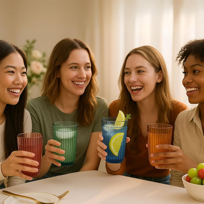 Durable And Shatterproof Ribbed Drinking Glasses