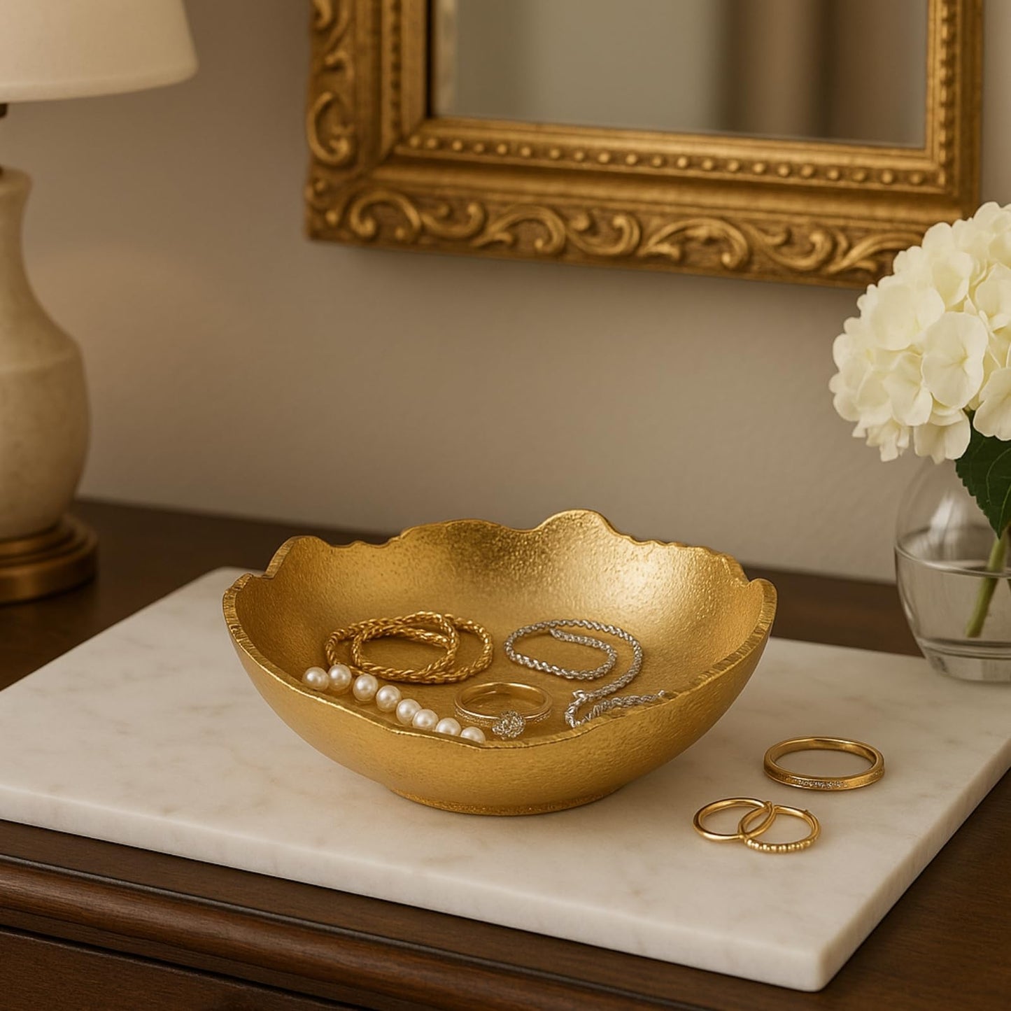 Gold Brass Half Moon Decorative Centerpiece Bowl