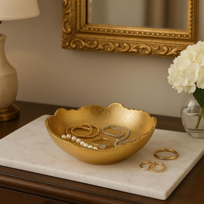 Gold Brass Half Moon Decorative Centerpiece Bowl