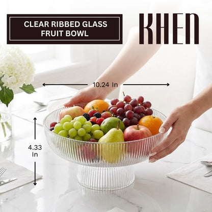 Fluted Clear Glass Bowl For Fruit and Sweets