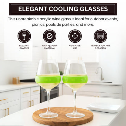 Set of 2 Stemmed Cooling Acrylic Wine Glasses