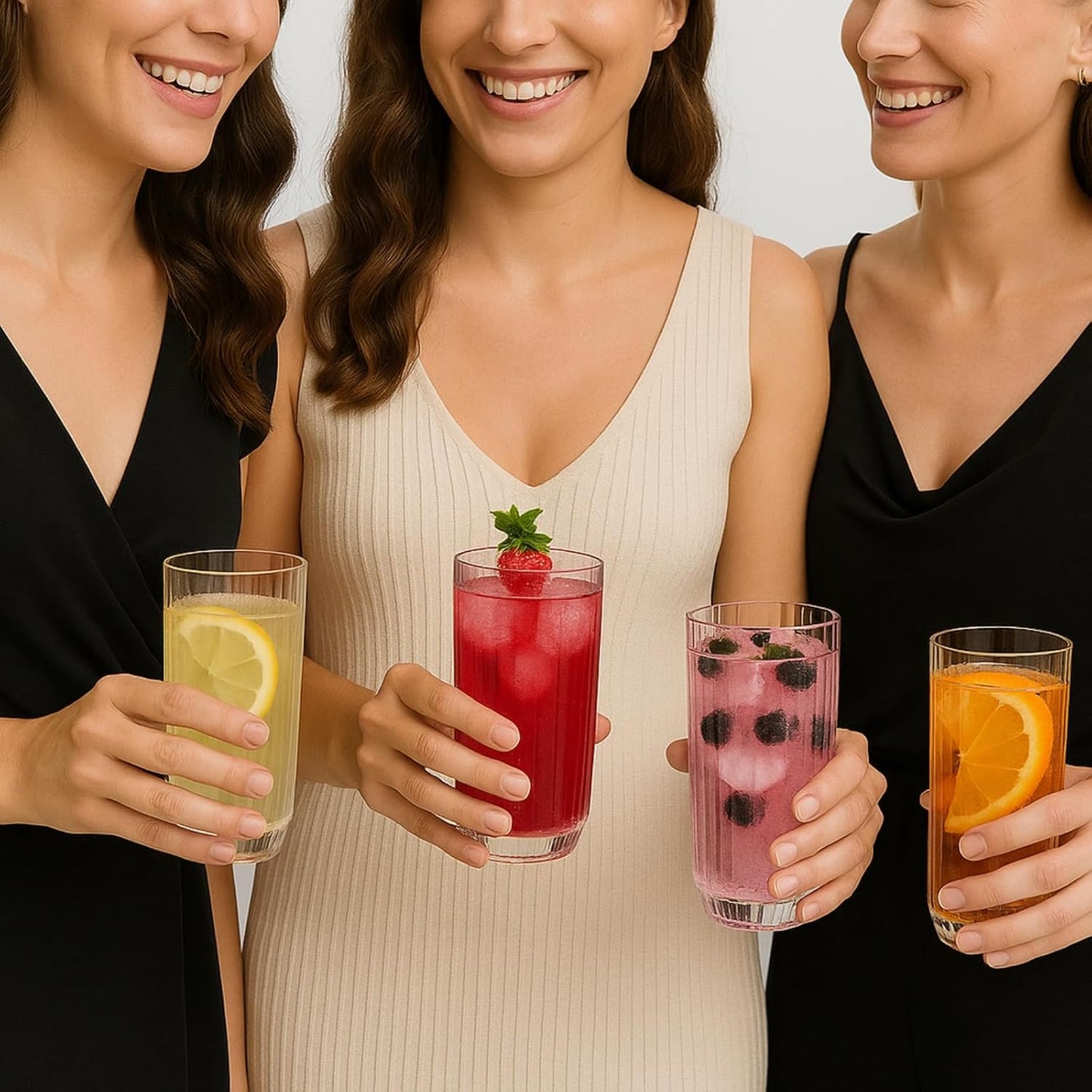 Clear and Shatterproof Ribbed Drinking Glasses