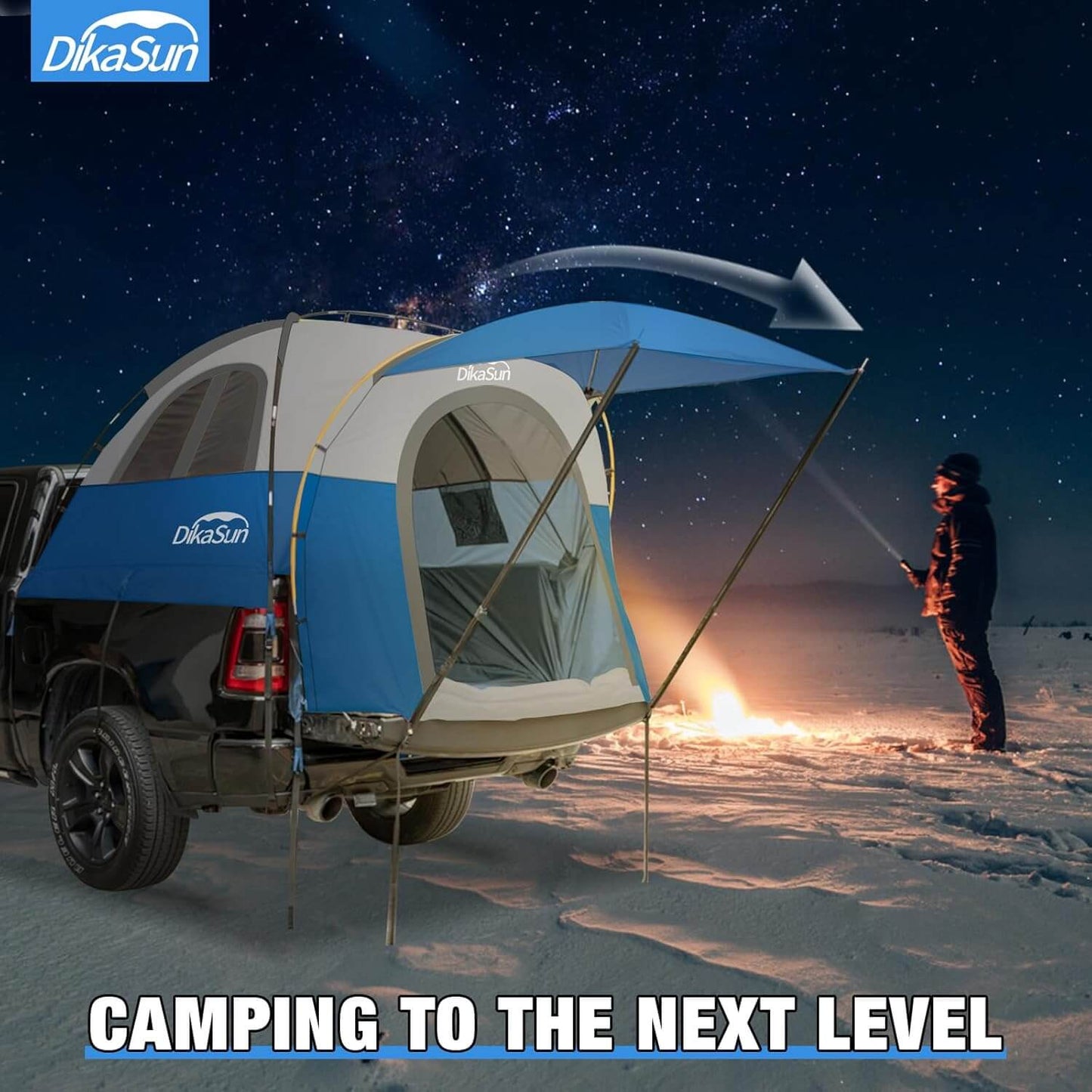 Dikasun Outdoor blue truck bed tent with awning for 5.5–6.7 ft pickup beds on Tampa Home & Garden Store