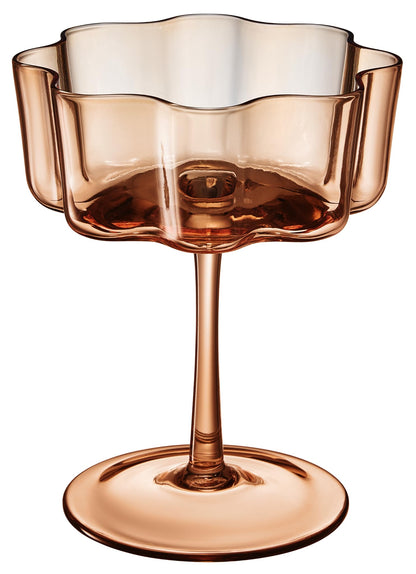 Venus Flower Wave Coupe Glasses Set of 6 Brown