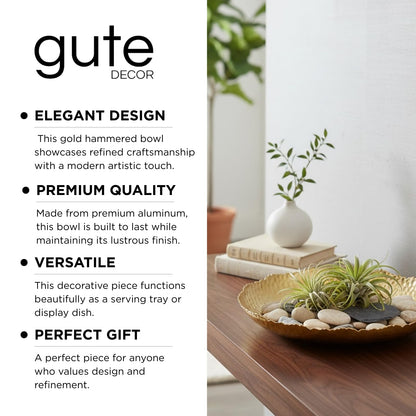 Gold Hammered Aluminum Bowl and Home Centerpiece