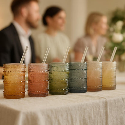 Khen Hobnail Drinking Glasses and Matching Straws