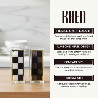 Black Checkered Salt and Pepper Shaker Set