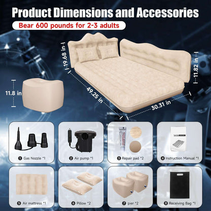 Backseat air mattress beige for SUV/Car/Truck, 30.31 in wide, Dikasun Outdoor on Tampa Home & Garden Store