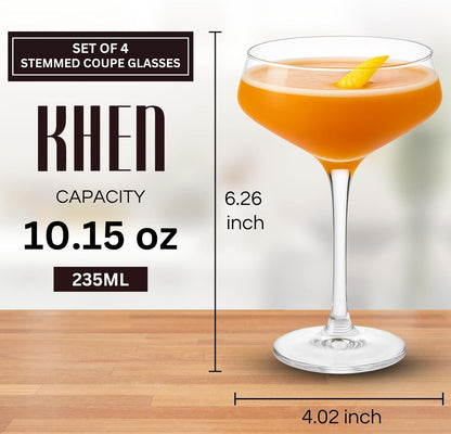 Set of 4 Clear Acrylic Coupe Cocktail Glasses