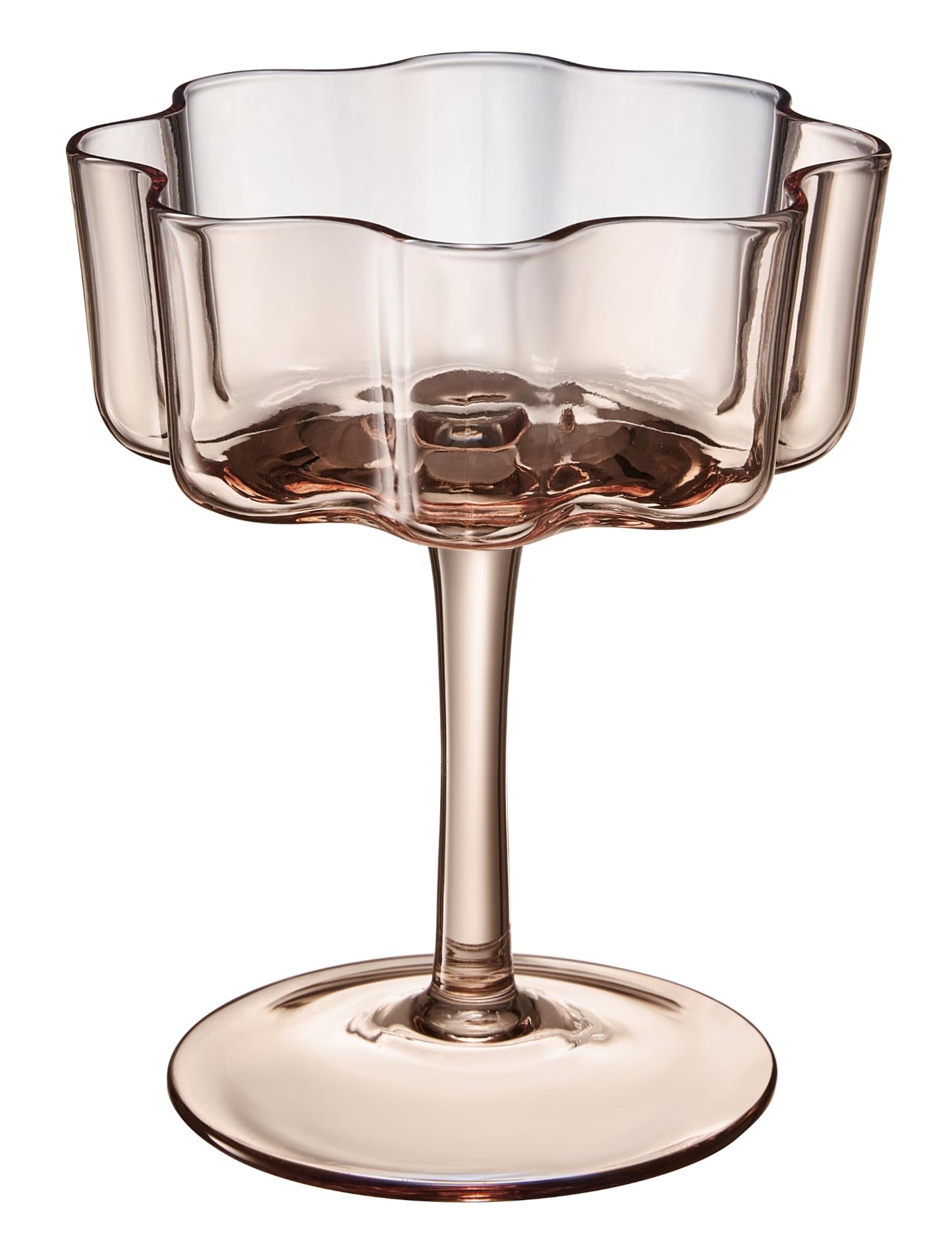 Venus Flower Wave Coupe Glasses Set of 6 Brown