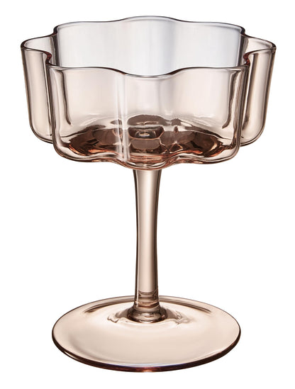 Venus Flower Wave Coupe Glasses Set of 6 Brown