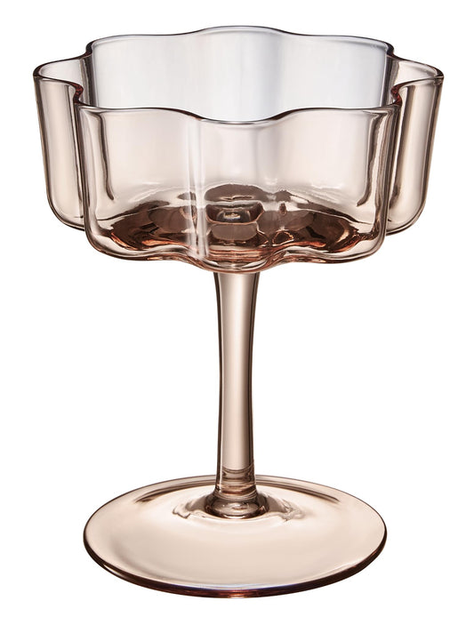 Venus Flower Wave Coupe Glasses Set of 6 Brown